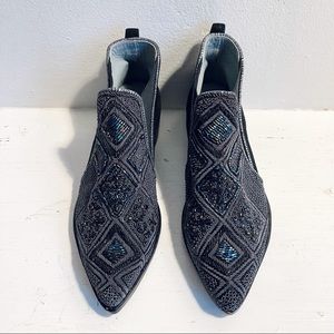 Meher Kakalia Beaded Black Suede Ankle Boots